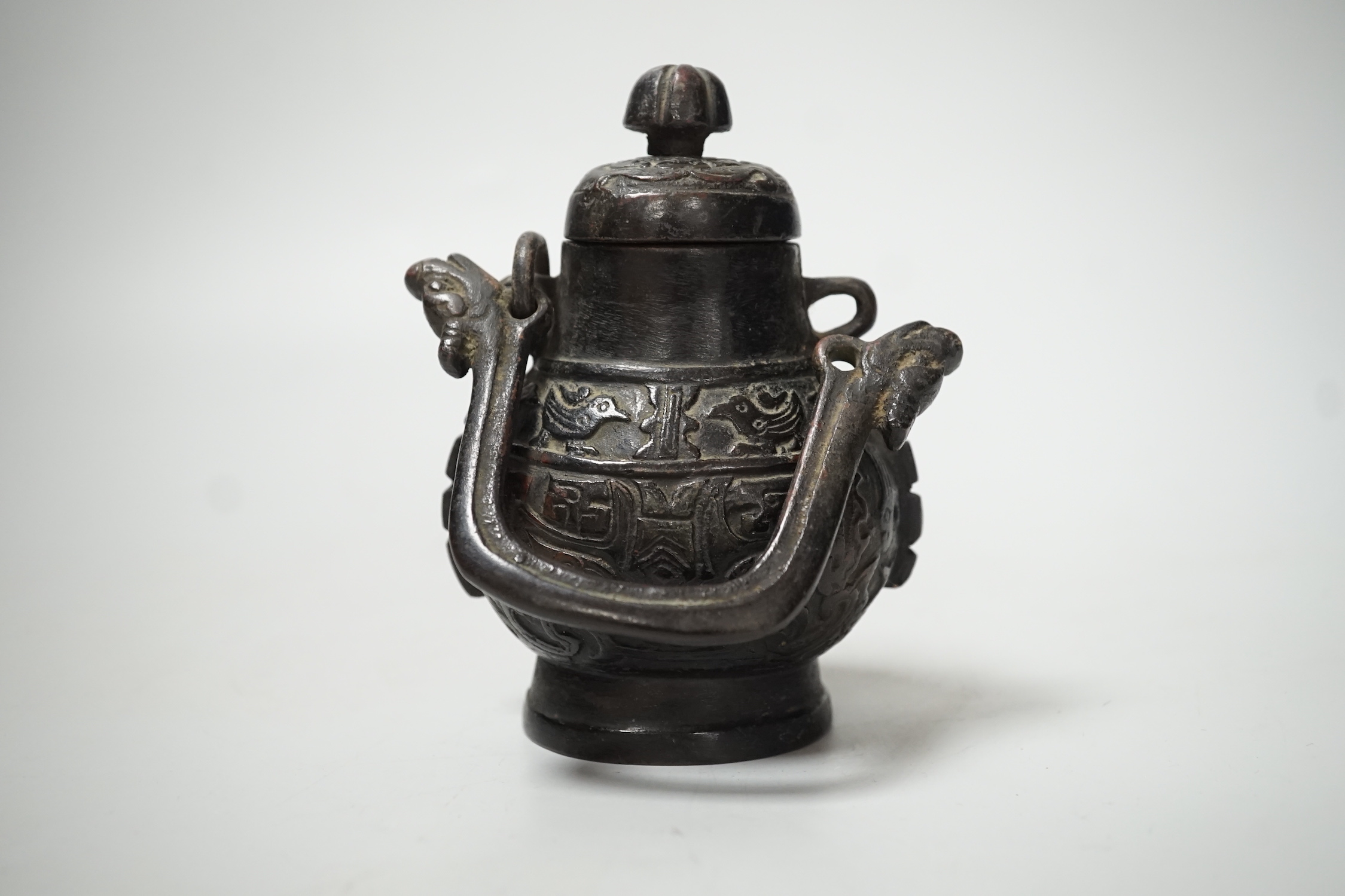 A 17th century Chinese archaistic bronze vessel, 11cm